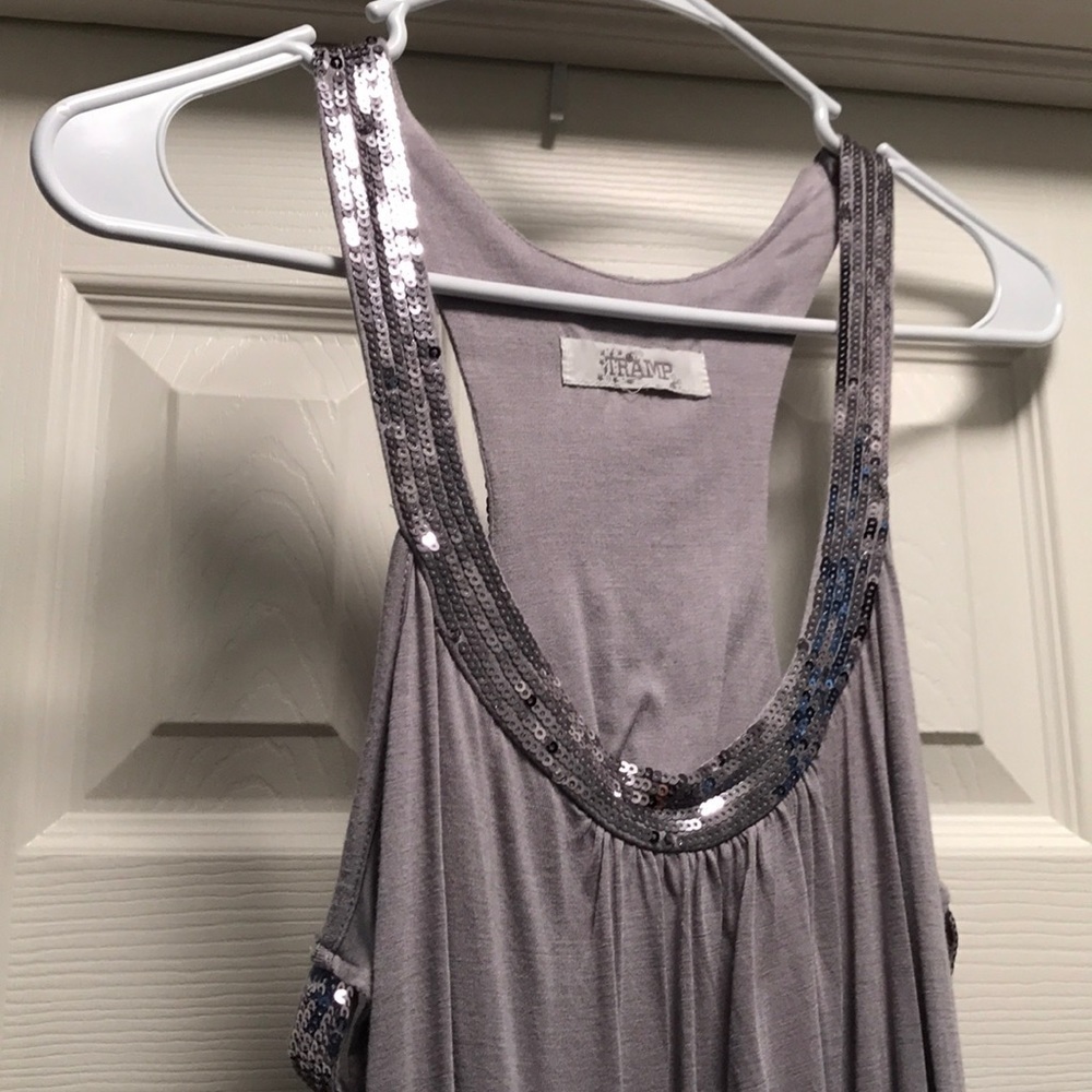 Tramp Silver Sparkle Razorback Tank Top Size Medium - Picture 2 of 6